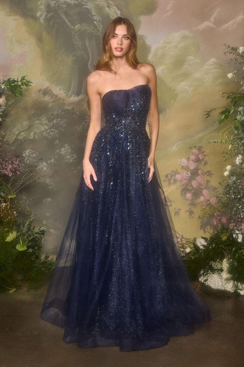 Strapless Ombre Beaded Dress