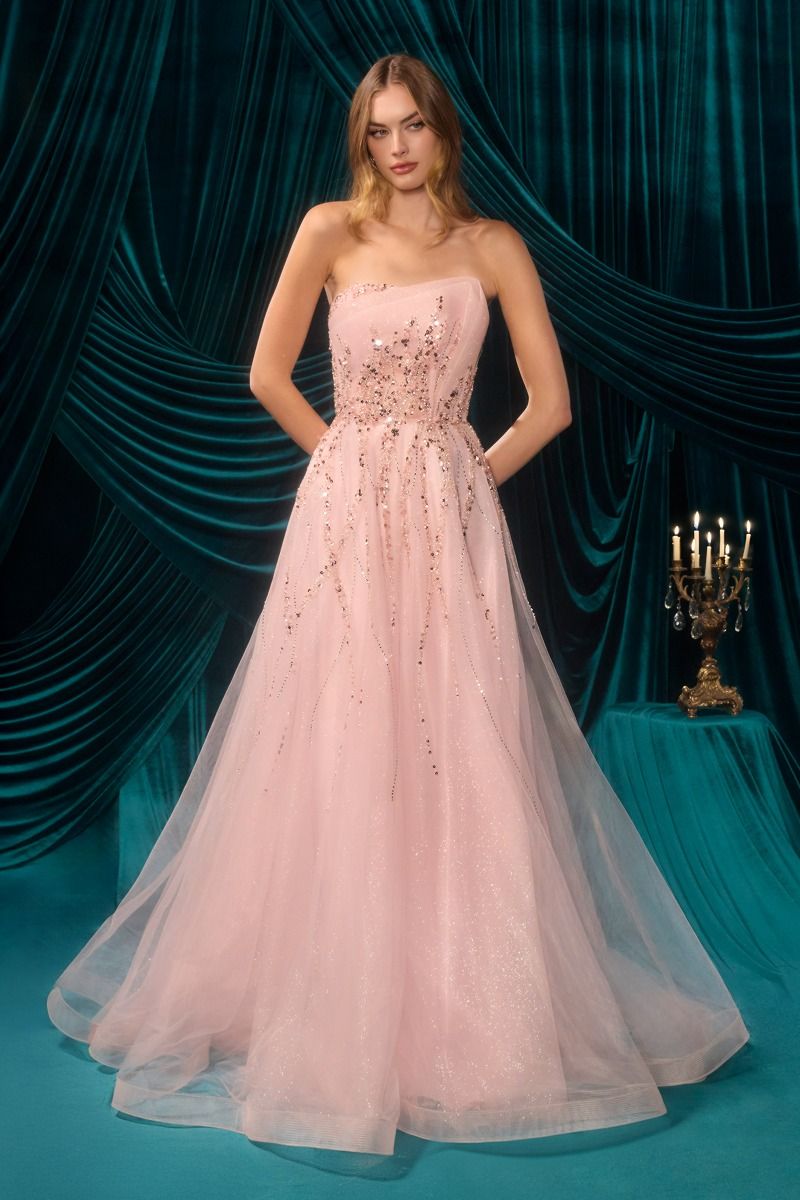 Strapless Ombre Beaded Dress