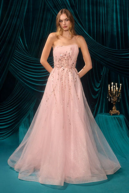Strapless Ombre Beaded Dress