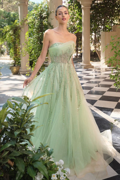Strapless Ombre Beaded Dress