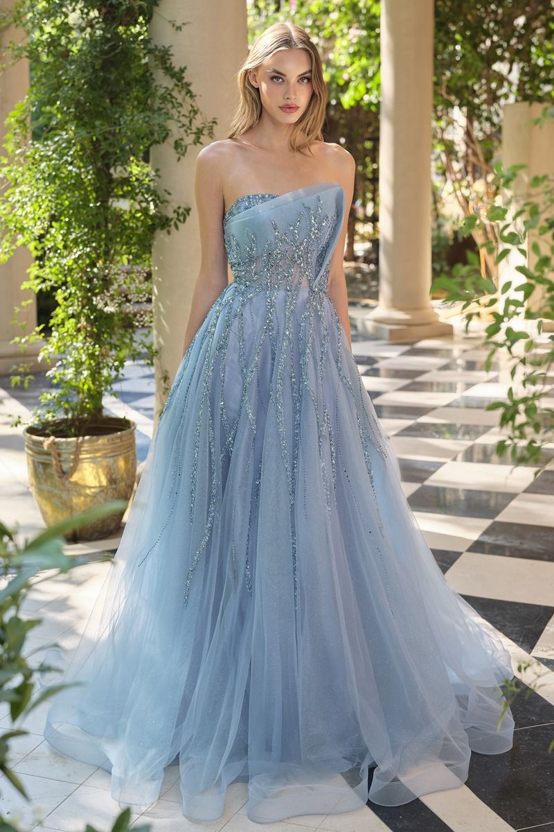 Strapless Ombre Beaded Dress