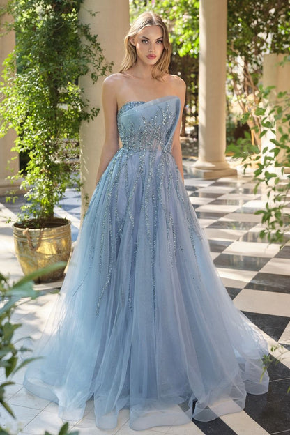 Strapless Ombre Beaded Dress
