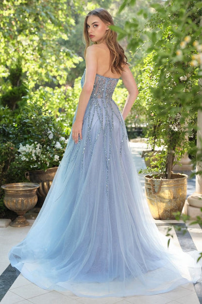 Strapless Ombre Beaded Dress