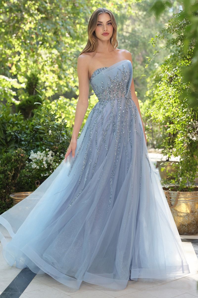 Strapless Ombre Beaded Dress