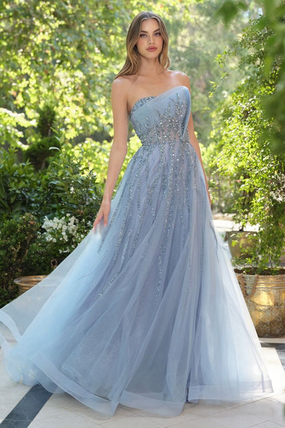 Strapless Ombre Beaded Dress