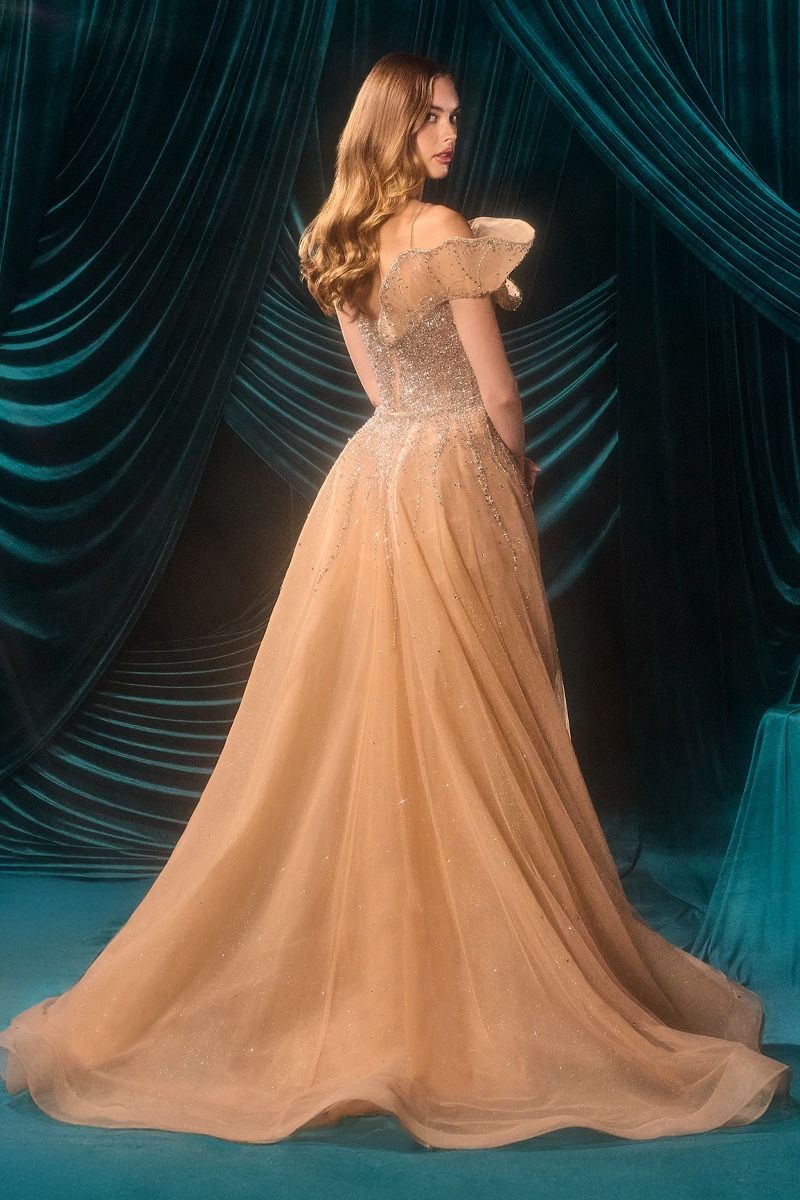 Convertible Beaded Corset Gown with Detachable Overskirt