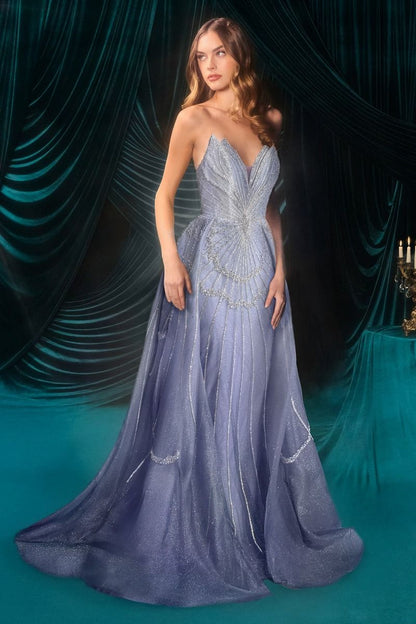 Celestial Ombre Sweetheart Gown with Sheer Overskirt