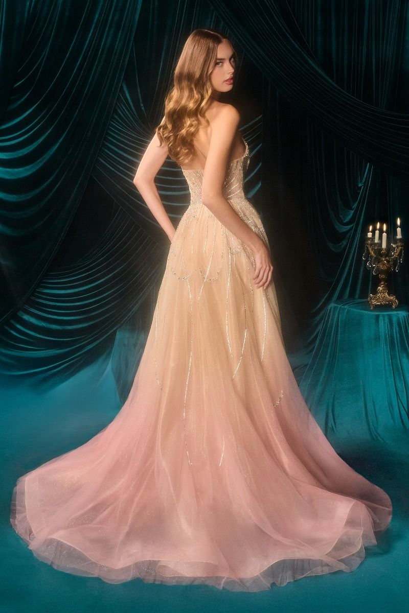 Celestial Ombre Sweetheart Gown with Sheer Overskirt