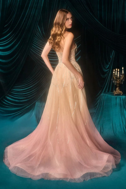 Celestial Ombre Sweetheart Gown with Sheer Overskirt