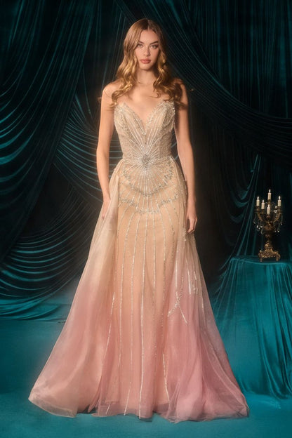 Celestial Ombre Sweetheart Gown with Sheer Overskirt