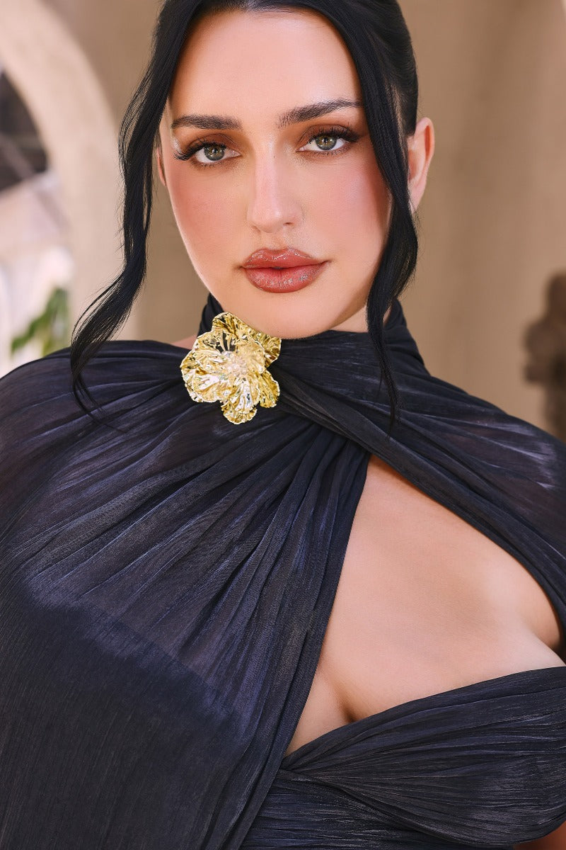 Luminescent Chiffon Scarf & Floral Accessory