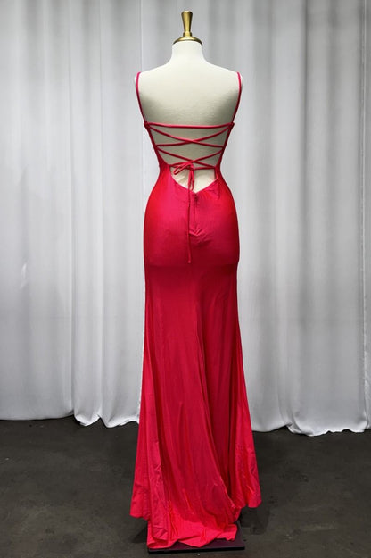 Fitted Neon Coral Gown Tux-USA Fitted Neon Coral Gown Tux-USA