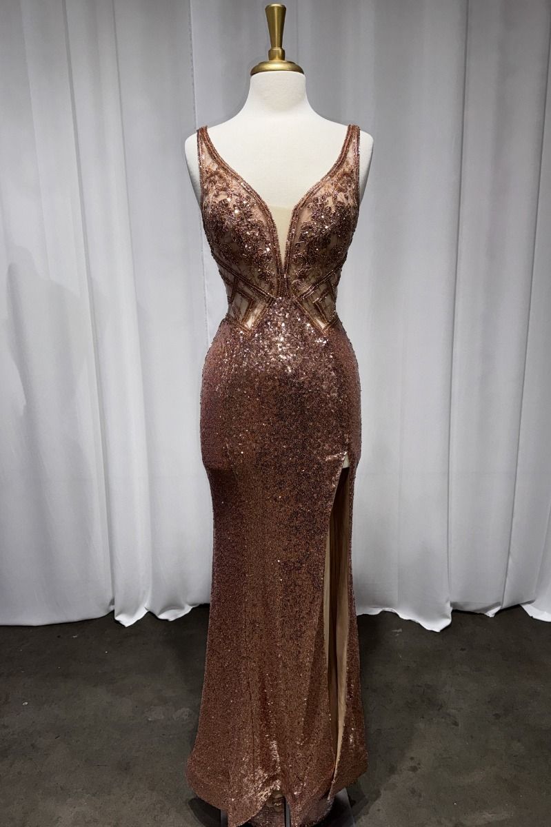 Fitted Sequin Gown