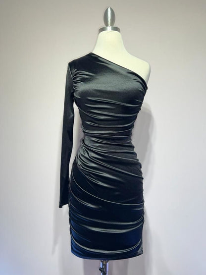 One Shoulder Satin Dress