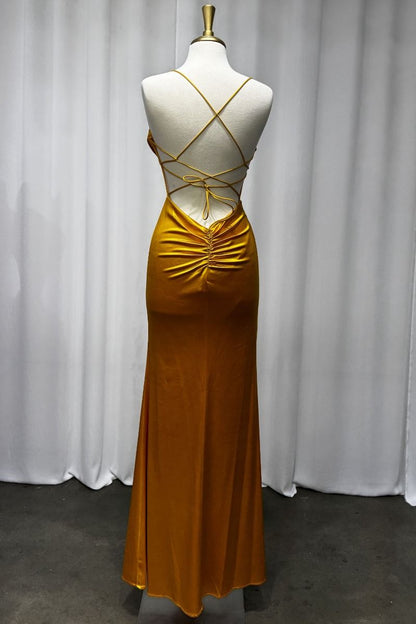 Yellow Satin Corset Gown