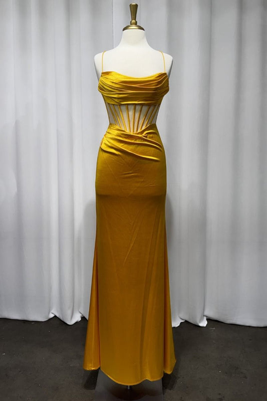 Yellow Satin Corset Gown