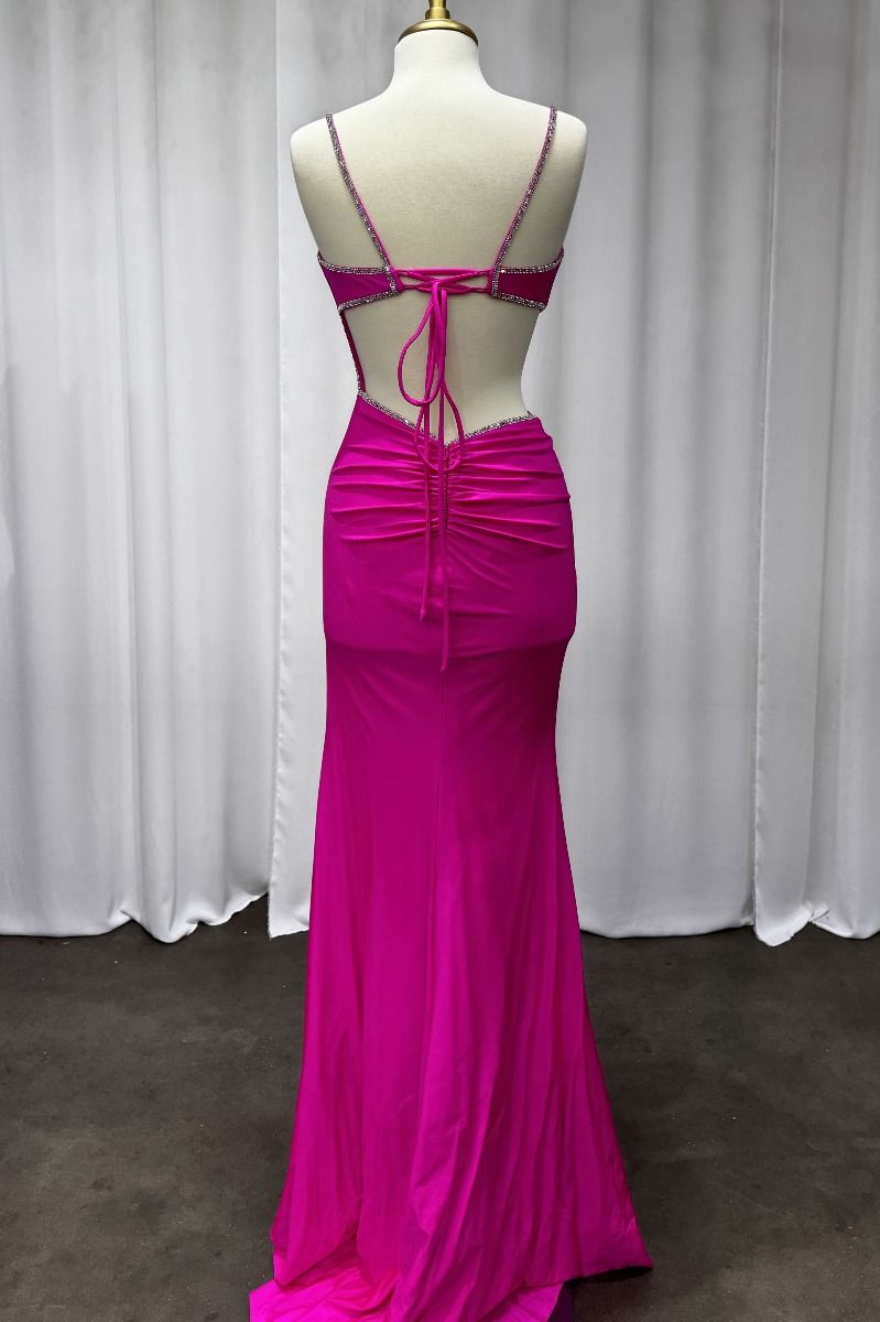 Fitted Cut Out Fuchsia Dress