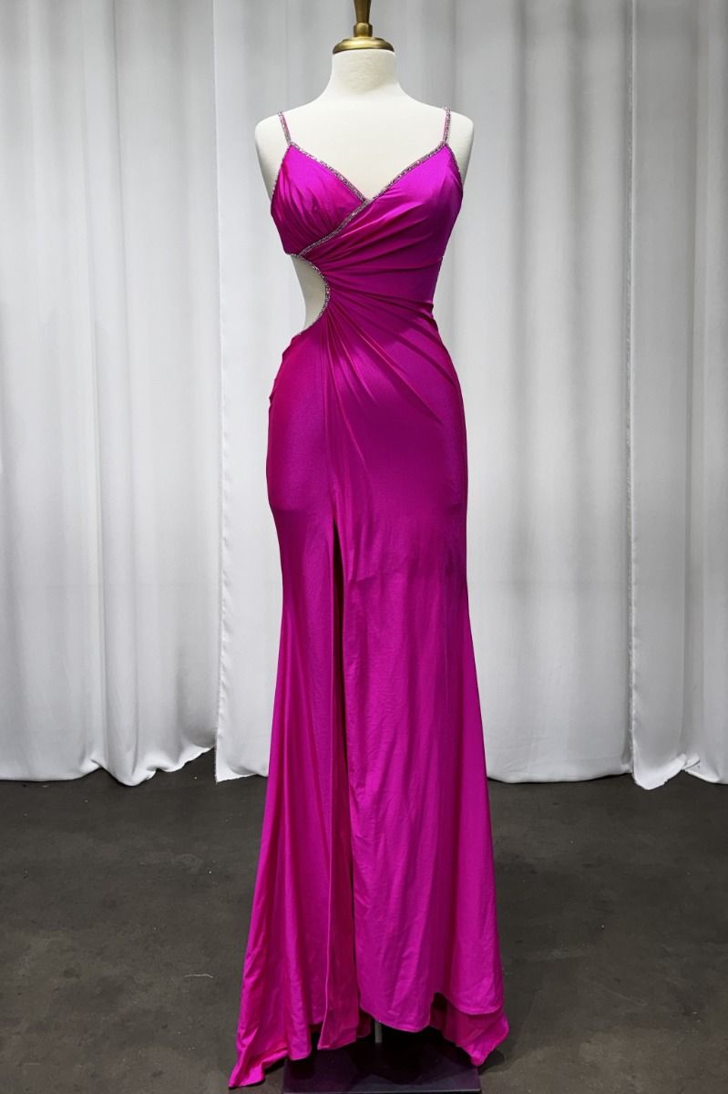 Fitted Cut Out Fuchsia Dress