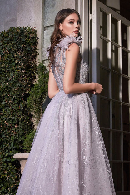 Feather Layered Tulle A-Line