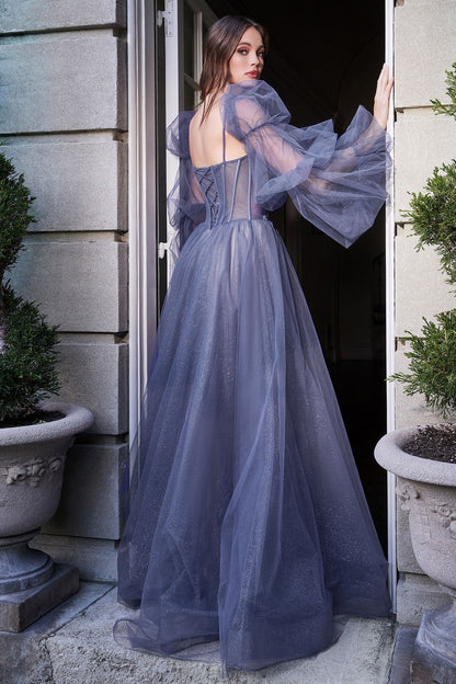 Smoky Blue Ball Gown
