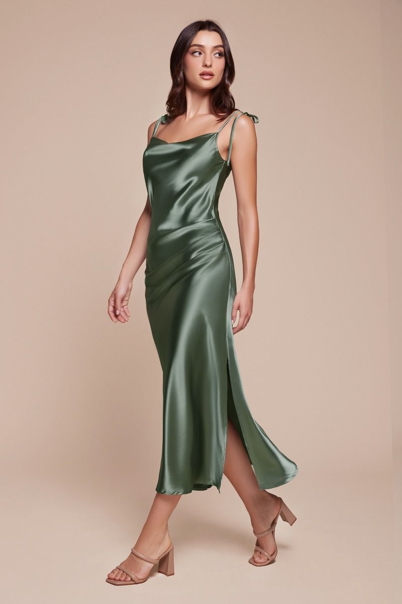 Slim Fit Satin Midi Dress L / Dusty Blue Slim Fit Satin Midi Dress L / Dusty Blue