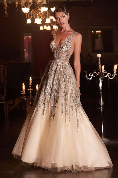 Beaded Shimmer Ball Gown