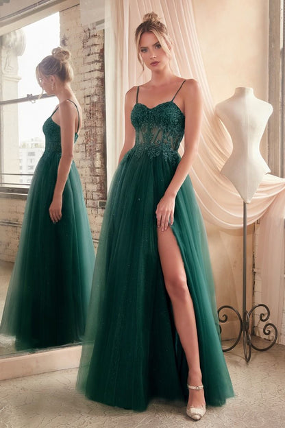 Lace & Layered Tulle A-Line Gown