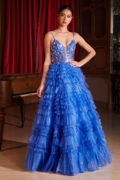 Ruffled Layered Ball Gown