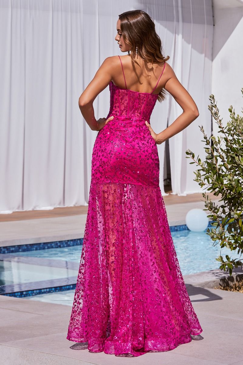 Glitter Printed Fitted Gown