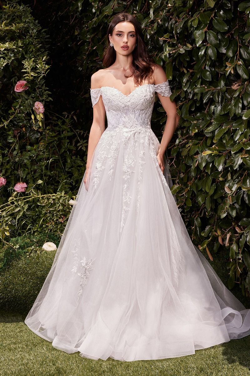 Off The Shoulder A-Line Lace & Tulle Wedding Dress