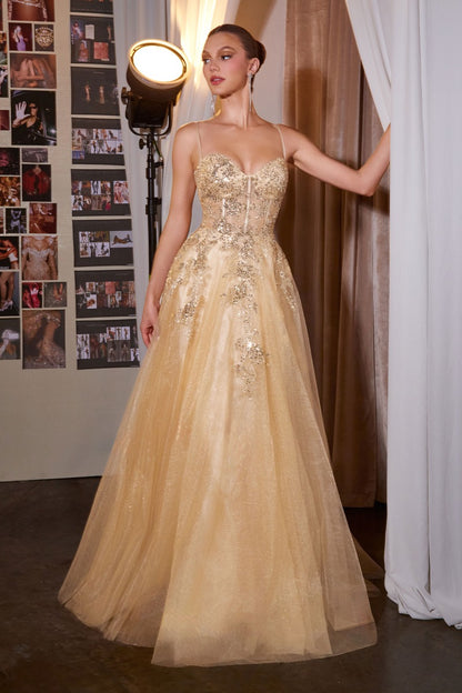 Enchanting A-Line Sweetheart Gown With Glitter Tulle, Beaded Lace & Corset Back