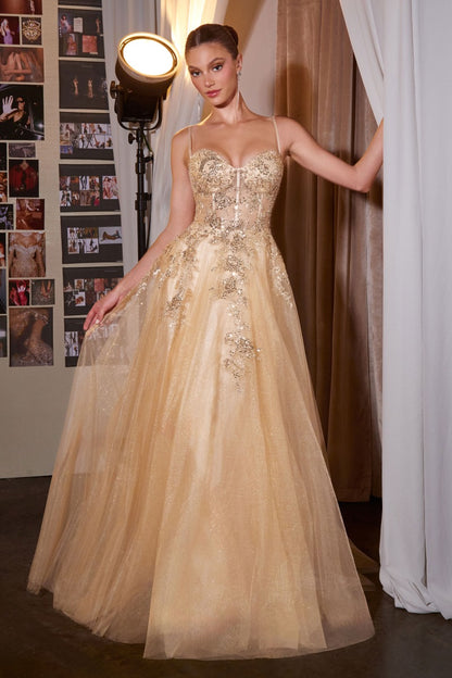 Enchanting A-Line Sweetheart Gown With Glitter Tulle, Beaded Lace & Corset Back