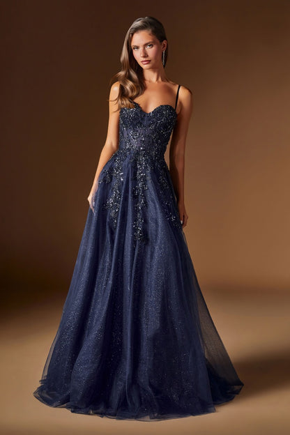 Enchanting A-Line Sweetheart Gown With Glitter Tulle, Beaded Lace & Corset Back