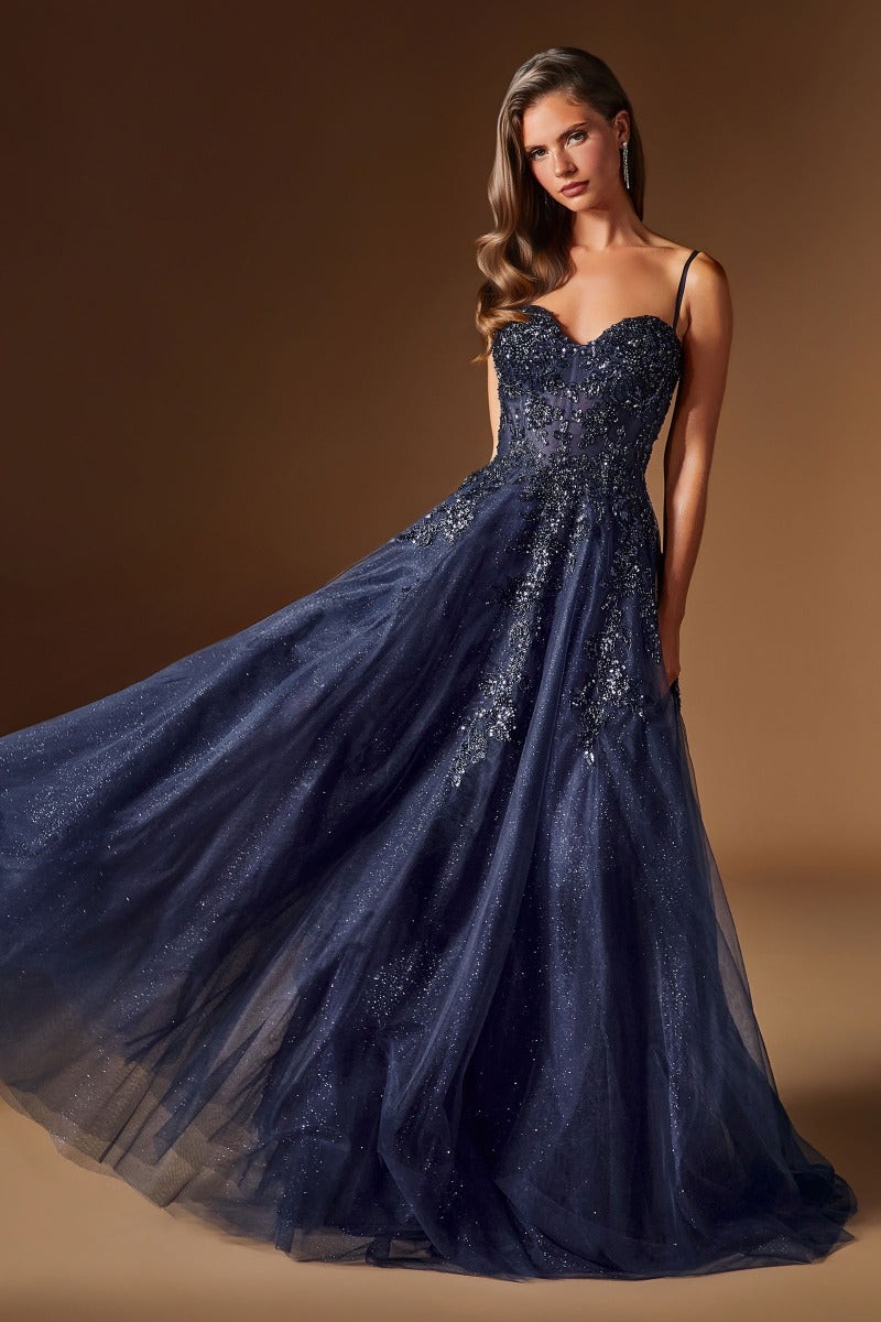 Enchanting A-Line Sweetheart Gown With Glitter Tulle, Beaded Lace & Corset Back
