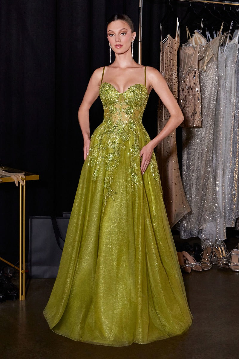 Enchanting A-Line Sweetheart Gown With Glitter Tulle, Beaded Lace & Corset Back