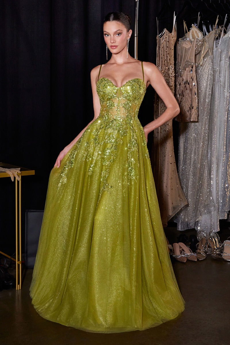 Enchanting A-Line Sweetheart Gown With Glitter Tulle, Beaded Lace & Corset Back