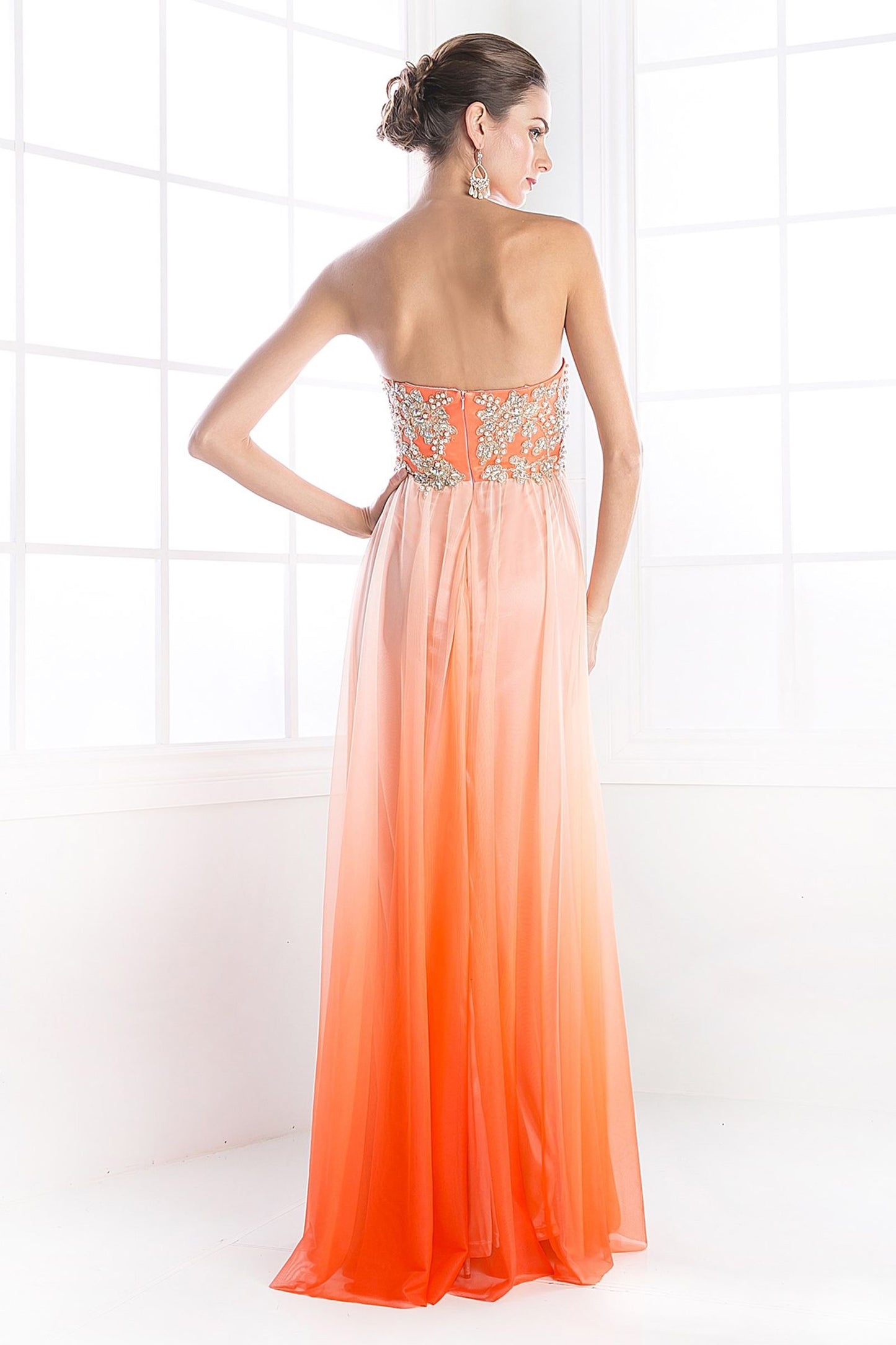 Strapless empire cut dress with rhinestones