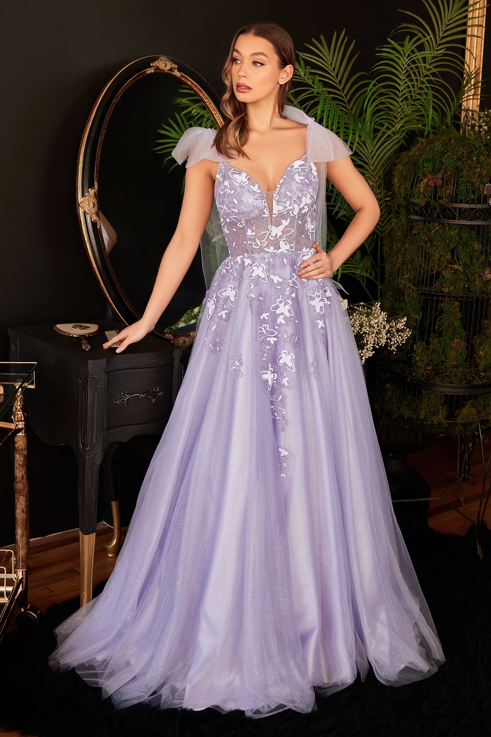 A-Line Tulle Gown With Floral Detail 4 / Blush