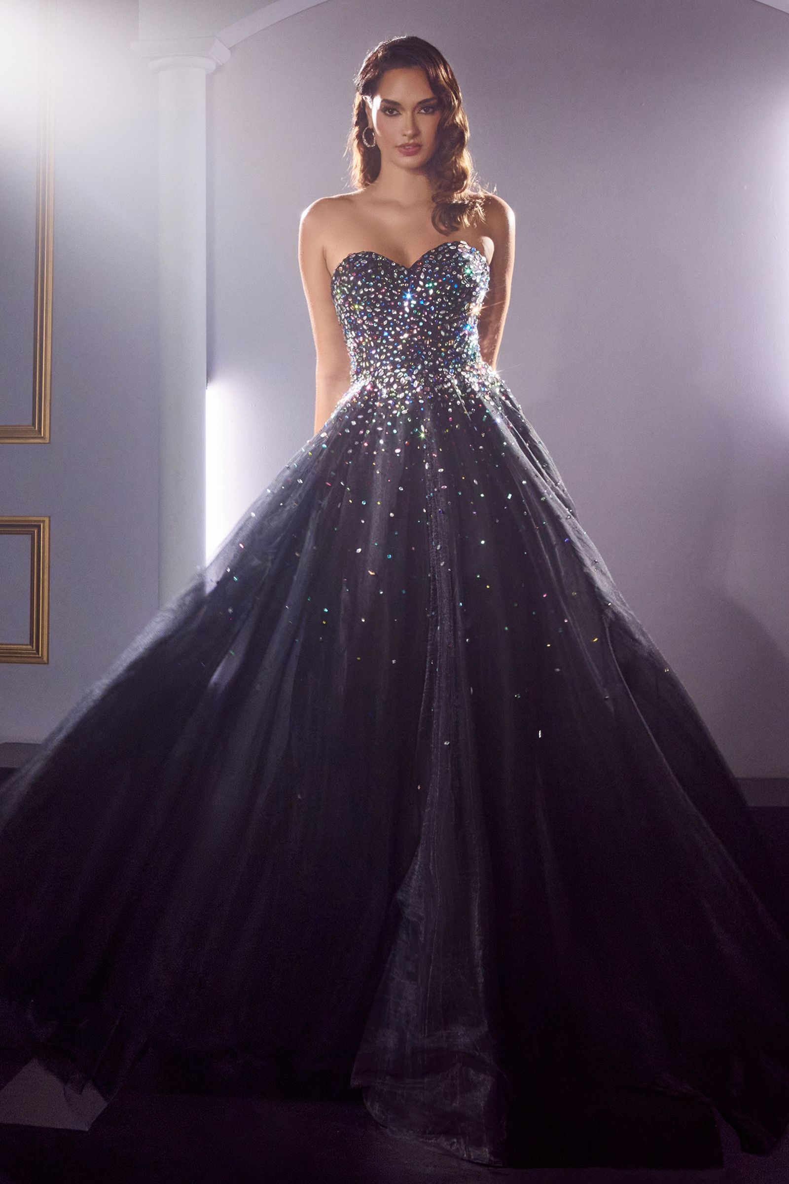 black dress with gems Obsidian Black Crystal Beading Tassels Prom Dress Black Girls Mermaid Ladies Dresses For Special Occasion Party Gowns Customized