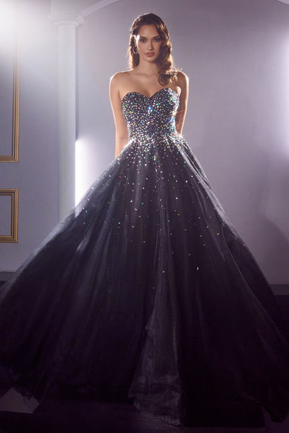 Strapless Ball Gown With Jewel Accents