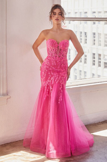 Strapless Embellished Mermaid Gown