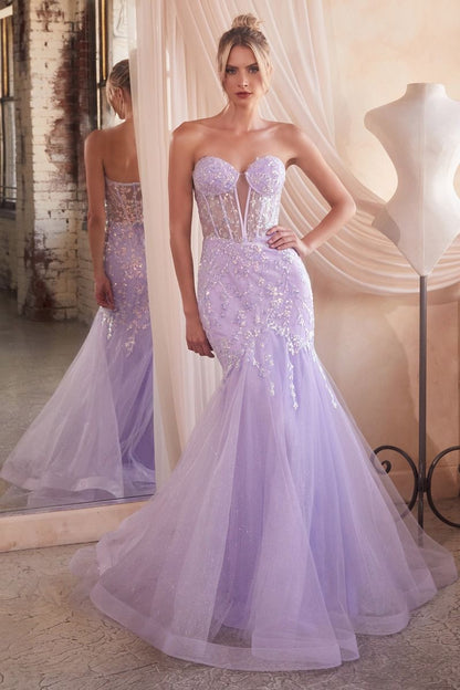 Strapless Embellished Mermaid Gown