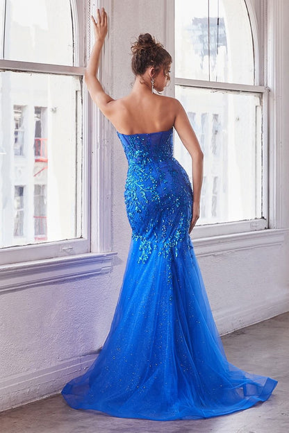 Strapless Embellished Mermaid Gown