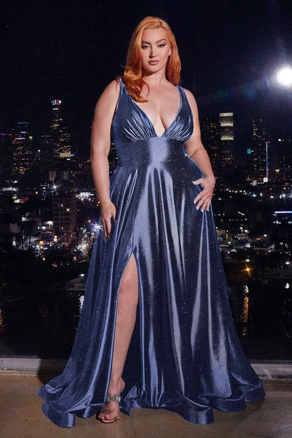 Glitter Satin A-Line Gown