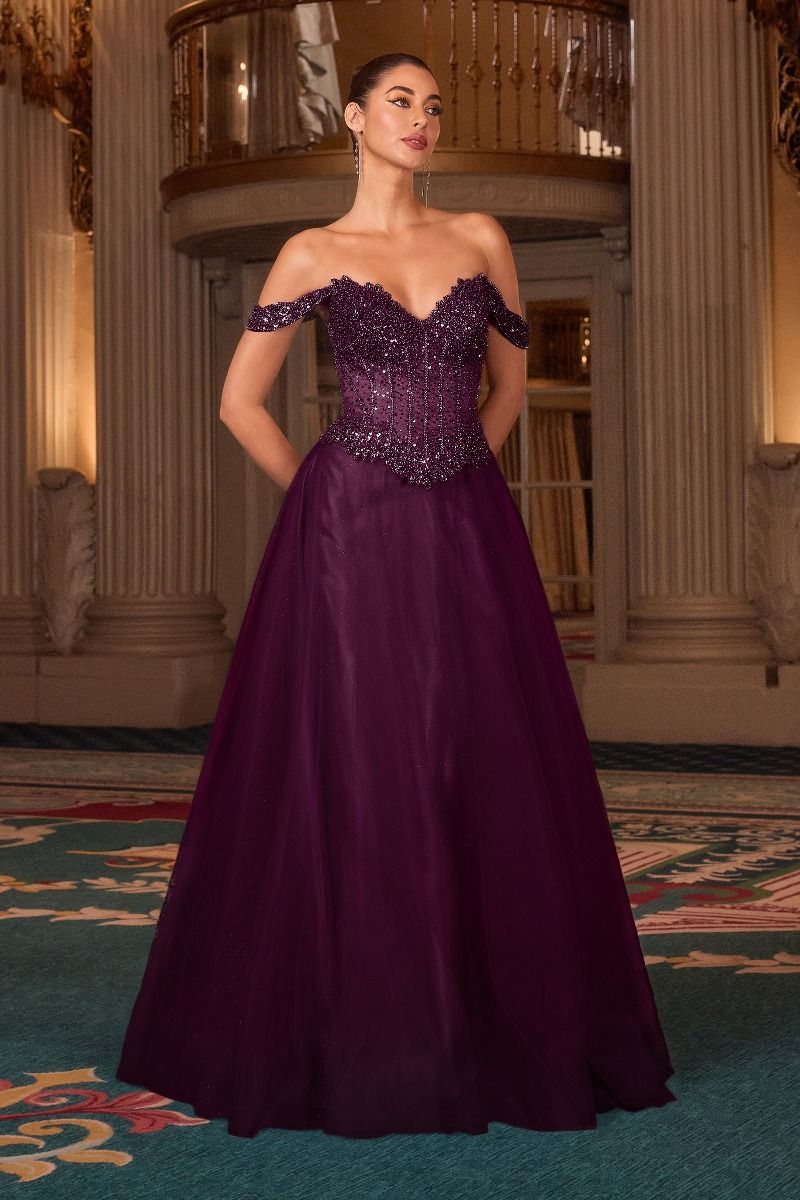 A-Line Evening Gown with an Off-The-Shoulder Sweetheart Neckline