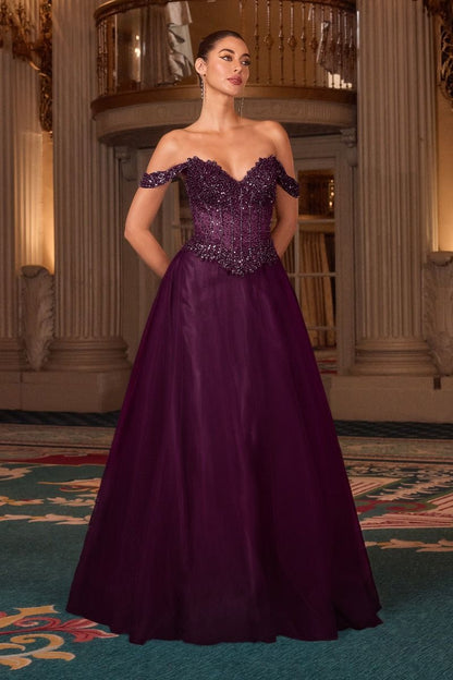 A-Line Evening Gown with an Off-The-Shoulder Sweetheart Neckline