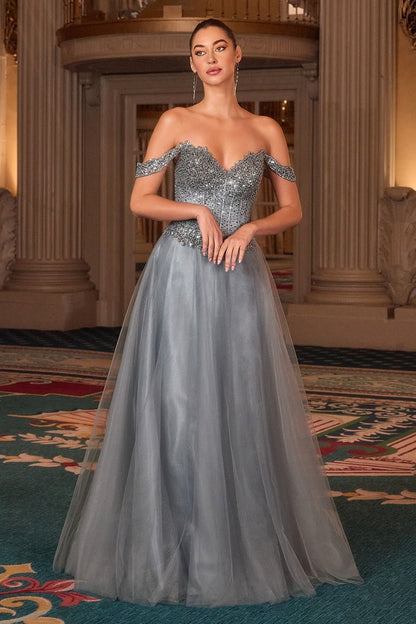 A-Line Evening Gown with an Off-The-Shoulder Sweetheart Neckline