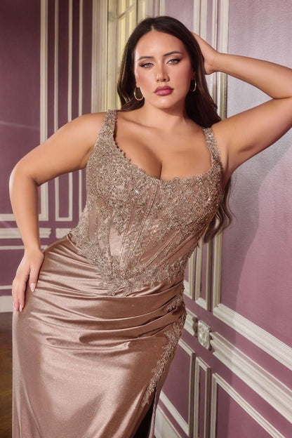Stretch Satin Corset With Neckline