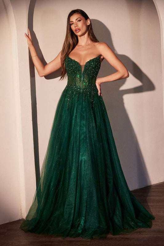 Strapless Layered Tulle A-Line Dress