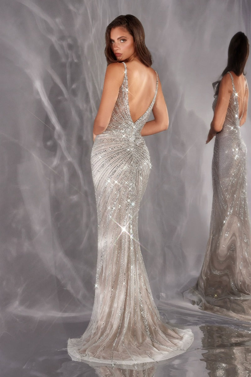Sparkling Crystal & Bead Sweetheart Fitted Gown With Slit - Formal Evening Dress